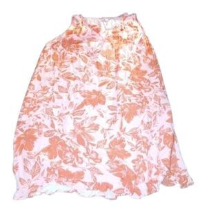 LOFT Pink Ruffled A-Line Midi Dress Resort Wear